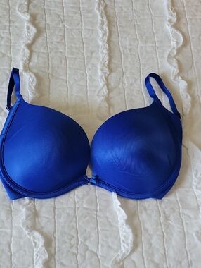 Victoria's Secret Plunge Smooth Royal Blue Bra 36B EUC Push Up